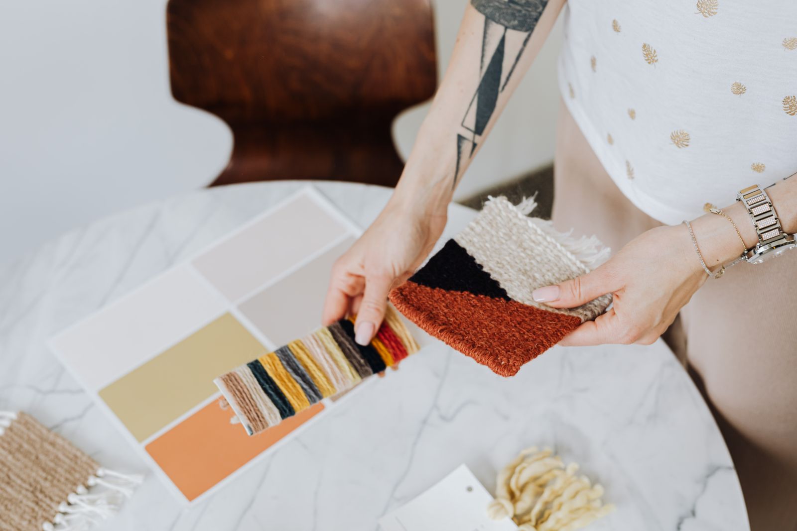 Materials and paint samples being selected