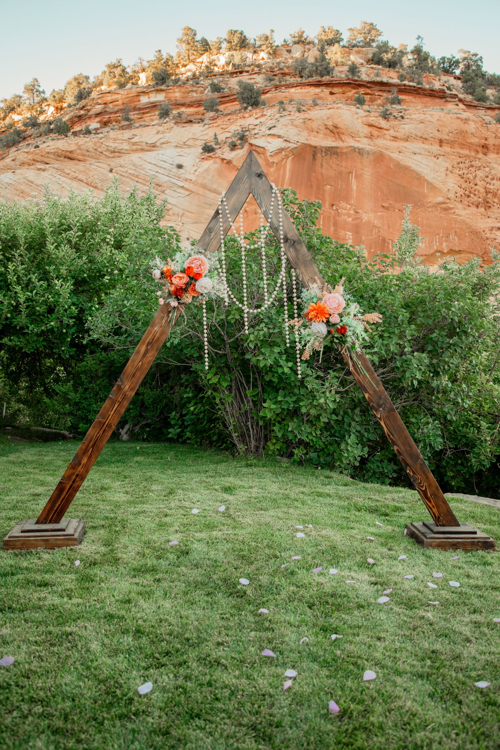 Wedding arch decorated with flowers