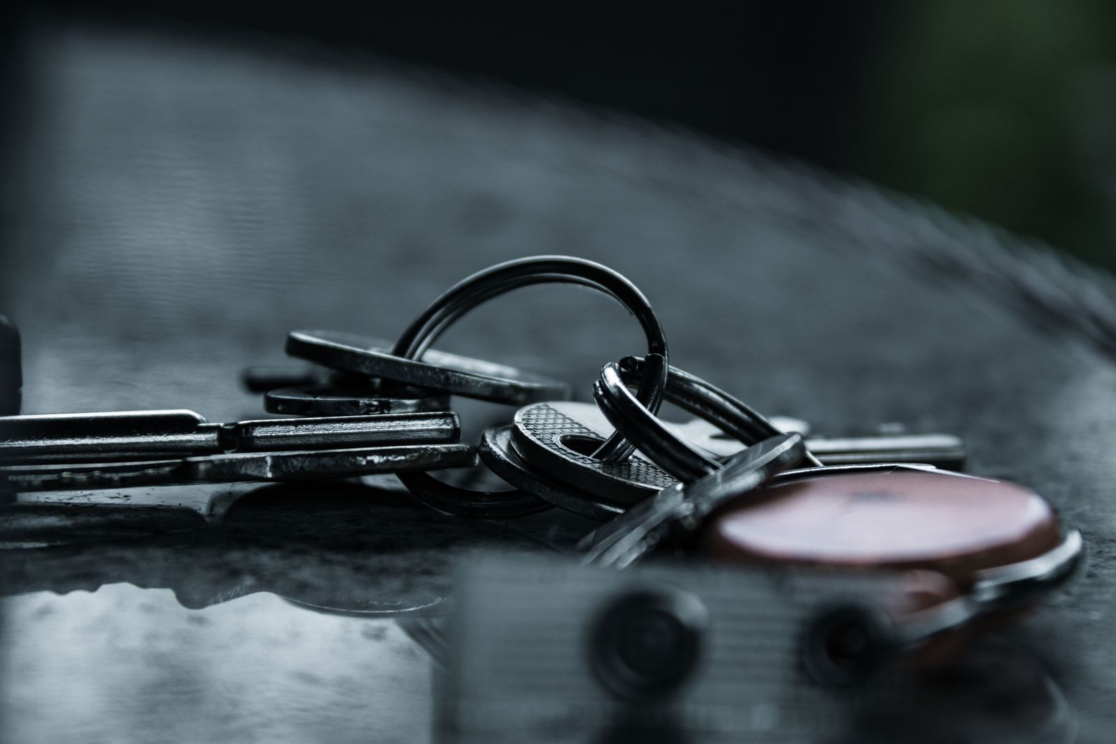 Silver keys in close-up
